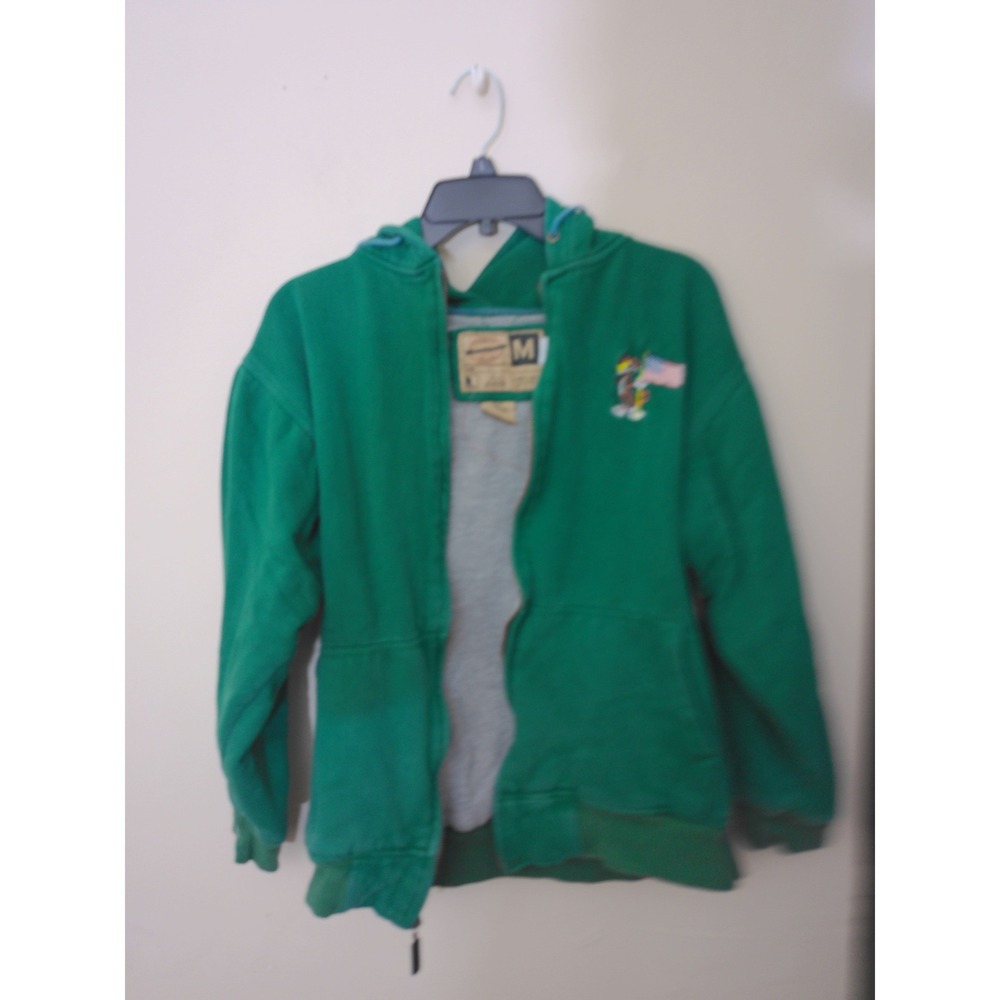 WearGuard Hoodie Mens Medium Green VTG Inspo Chester Cheetah  Flag Zip Up